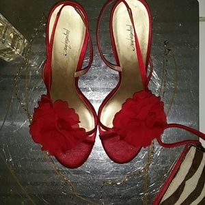 Red Rose Detail 3 inch Heels